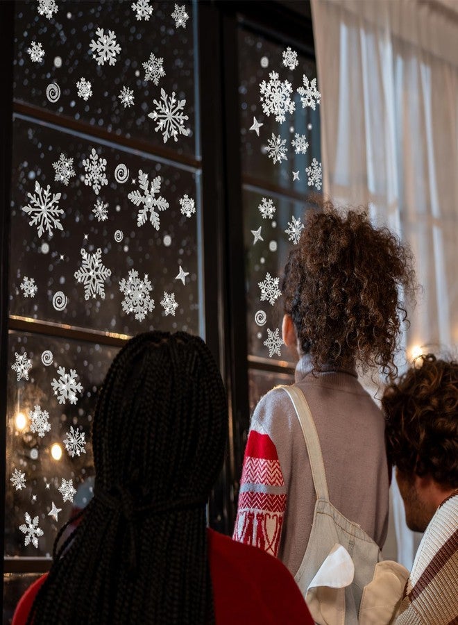 Mauts-inus 222pcs Silver Glitter Snowflake Window Stickers, Reusable Christmas Clings, Christmas Window Decorations Clings Window Display Decoration. - Image 2